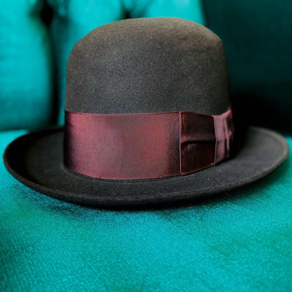RARE Knox New York Twenty Saks-34th Custom Edge Bowler Hat 1930/1940s Brown Felt
